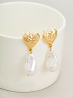 1 Pair Lady French Style Heart Shape Plating Hollow Out Alloy 14k Gold Plated Drop Earrings main image 8
