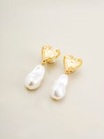 1 Pair Lady French Style Heart Shape Plating Hollow Out Alloy 14k Gold Plated Drop Earrings main image 9
