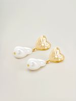 1 Pair Lady French Style Heart Shape Plating Hollow Out Alloy 14k Gold Plated Drop Earrings main image 10