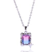 Ig Style Simple Style Streetwear Star Rectangle Stainless Steel Copper Plating Inlay Zircon White Gold Plated Pendant Necklace main image 9