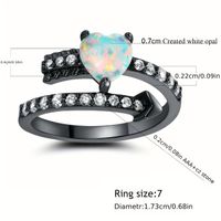 Luxurious Queen Cool Style Heart Shape Copper Plating Inlay Artificial Gemstones Zircon Gold Plated Open Rings main image 2