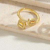 Vintage Style Simple Style Commute Pentagram Copper Plating Inlay Zircon 14k Gold Plated Open Rings sku image 5