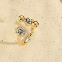 Style Vintage Style Simple Commuer Œil Le Cuivre Émail Placage Incruster Zircon Plaqué Or 14k Anneau Ouvert main image 3