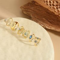Vintage Style Simple Style Commute Eye Copper Enamel Plating Inlay Zircon 14k Gold Plated Open Rings main image 6