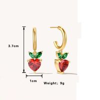 1 Paar Süß Herzform Überzug Inlay Legierung Strasssteine Zirkon Vergoldet Tropfenohrringe main image 2