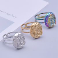 Classical Circle Stainless Steel Irregular Plating 18k Gold Plated Open Rings main image 4