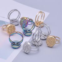 Classical Circle Stainless Steel Irregular Plating 18k Gold Plated Open Rings main image 5