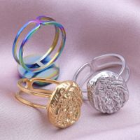 Classical Circle Stainless Steel Irregular Plating 18k Gold Plated Open Rings main image 1