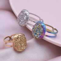 Classical Circle Stainless Steel Irregular Plating 18k Gold Plated Open Rings main image 3