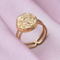 Classical Circle Stainless Steel Irregular Plating 18k Gold Plated Open Rings main image 10