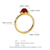 304 Stainless Steel 18K Gold Plated Simple Style Plating Inlay Round Natural Stone Agate Rings main image 2