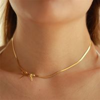 Stainless Steel 18K Gold Plated Simple Style Classic Style Plating Bow Knot Necklace sku image 2