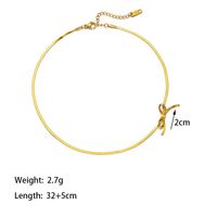 Stainless Steel 18K Gold Plated Simple Style Classic Style Plating Bow Knot Necklace main image 2
