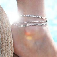 IG Style Simple Style Solid Color Rhinestones Iron Wholesale Anklet main image 1