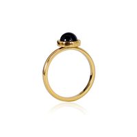 304 Stainless Steel 18K Gold Plated Simple Style Plating Inlay Round Natural Stone Agate Rings sku image 1