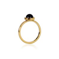 304 Stainless Steel 18K Gold Plated Simple Style Plating Inlay Round Natural Stone Agate Rings sku image 2