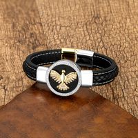 Luxurious Punk Animal Stainless Steel Pu Leather Copper Plating Inlay Natural Stone Zircon Men's Bracelets main image 3