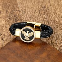 Luxurious Punk Animal Stainless Steel Pu Leather Copper Plating Inlay Natural Stone Zircon Men's Bracelets main image 4