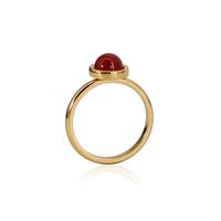 304 Stainless Steel 18K Gold Plated Simple Style Plating Inlay Round Natural Stone Agate Rings sku image 4