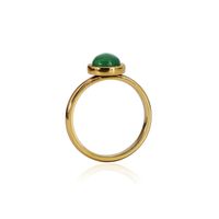 304 Stainless Steel 18K Gold Plated Simple Style Plating Inlay Round Natural Stone Agate Rings sku image 10