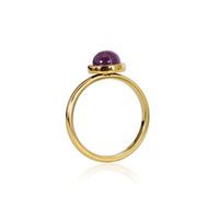 304 Stainless Steel 18K Gold Plated Simple Style Plating Inlay Round Natural Stone Agate Rings sku image 15