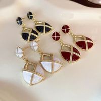 1 Pair Simple Style Artistic Square Epoxy Plating Alloy Gold Plated Drop Earrings main image 1