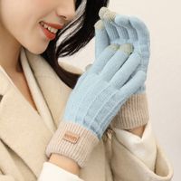 Women's Vintage Style Color Block Stripe Gloves 1 Pair sku image 5