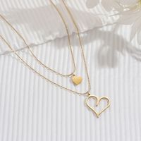 304 Stainless Steel 14K Gold Plated Modern Style Classic Style Plating Hollow Out Inlay Cross Letter Heart Shape Zircon Necklace main image 10