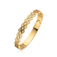 Simple Style Classic Style Solid Color Rhombus Stainless Steel Plating Hollow Out Gold Plated Bangle sku image 2