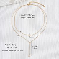 304 Stainless Steel 14K Gold Plated Modern Style Classic Style Plating Hollow Out Inlay Cross Letter Heart Shape Zircon Necklace sku image 2