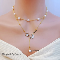 Stainless Steel 18K Gold Plated Casual Simple Style Pearl Inlay Star Moon Shell Bracelets Earrings Necklace main image 4