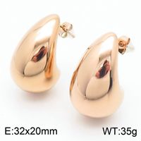 1 Pair Basic Water Droplets Plating Titanium Steel 18K Gold Plated Ear Studs main image 11