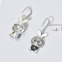 1 Pair Cute Rabbit Enamel Plating Inlay Copper Zircon White Gold Plated Drop Earrings main image 6