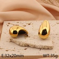 1 Pair Basic Water Droplets Plating Titanium Steel 18K Gold Plated Ear Studs main image 10