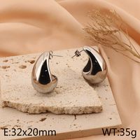1 Pair Basic Water Droplets Plating Titanium Steel 18K Gold Plated Ear Studs main image 9
