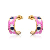 Hip-hop Simple Style Devil's Eye Titanium Steel Epoxy Plating Gold Plated Jewelry Set sku image 1