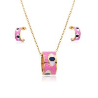 Hip-hop Simple Style Devil's Eye Titanium Steel Epoxy Plating Gold Plated Jewelry Set main image 6