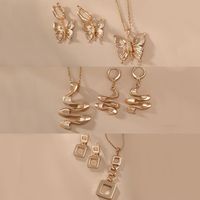 Xuping Simple Style Square Curve Butterfly Alloy Copper Plating 18k Gold Plated Women's Jewelry Set main image 1