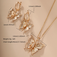 Xuping Simple Style Square Curve Butterfly Alloy Copper Plating 18k Gold Plated Women's Jewelry Set sku image 2