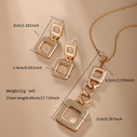 Xuping Simple Style Square Curve Butterfly Alloy Copper Plating 18k Gold Plated Women's Jewelry Set sku image 1