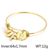 Style Simple Humain Lettre Acier Au Titane Plaqué Or 18K Coquille Bracelet En Masse sku image 32