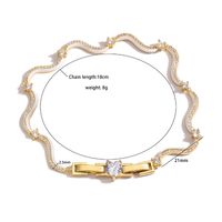 Elegant Sweet Simple Style Waves Heart Shape Copper Enamel Plating Inlay Zircon 18k Gold Plated Bracelets Necklace main image 2