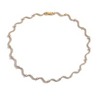 Elegant Sweet Simple Style Waves Heart Shape Copper Enamel Plating Inlay Zircon 18k Gold Plated Bracelets Necklace main image 10