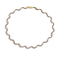 Elegant Sweet Simple Style Waves Heart Shape Copper Enamel Plating Inlay Zircon 18k Gold Plated Bracelets Necklace main image 9