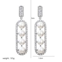 1 Pair Luxurious Shiny Oval Plating Inlay Copper Pearl Zircon White Gold Plated Drop Earrings main image 2