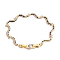 Elegant Sweet Simple Style Waves Heart Shape Copper Enamel Plating Inlay Zircon 18k Gold Plated Bracelets Necklace sku image 4