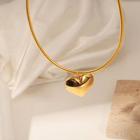 Lässig Elegant Einfacher Stil Herzform Titan Stahl Überzug 18 Karat Vergoldet Halskette Mit Anhänger main image 5