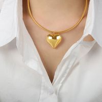 Casual Elegant Simple Style Heart Shape Titanium Steel Plating 18k Gold Plated Pendant Necklace main image 7