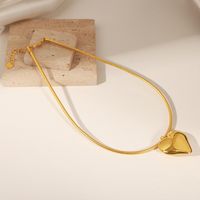 Casual Elegant Simple Style Heart Shape Titanium Steel Plating 18k Gold Plated Pendant Necklace main image 8