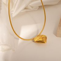 Lässig Elegant Einfacher Stil Herzform Titan Stahl Überzug 18 Karat Vergoldet Halskette Mit Anhänger main image 4